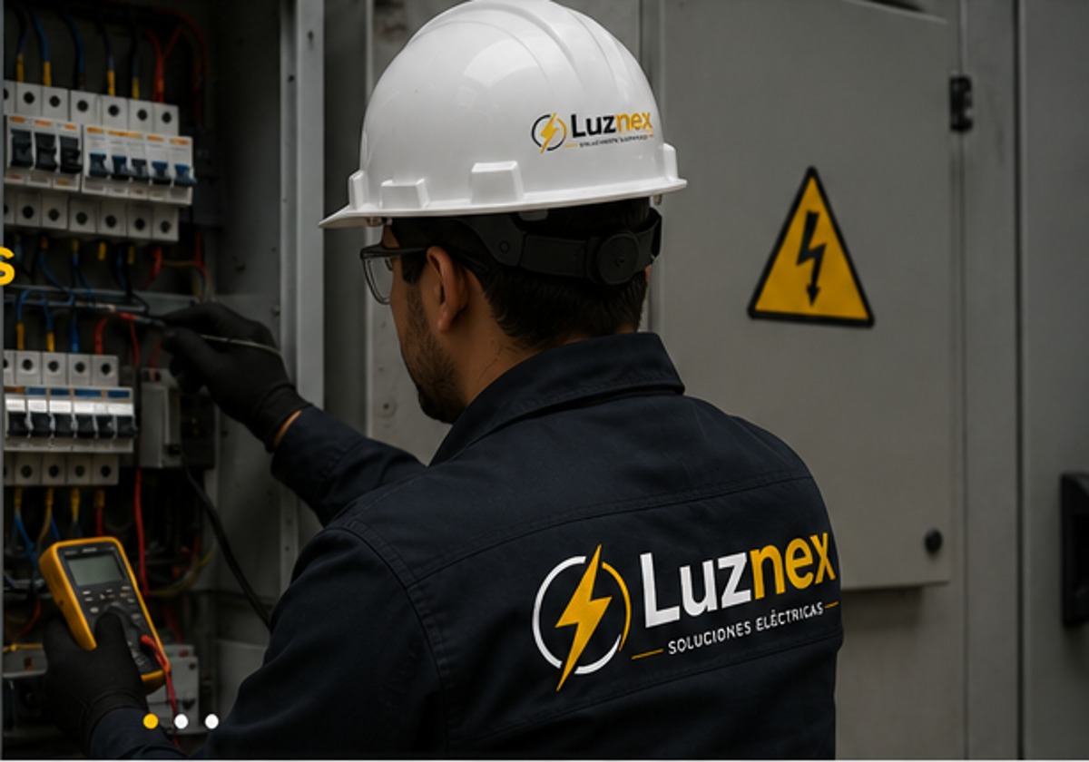 Técnico de Luznex trabajando en un tablero eléctrico